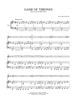 page one of Game Of Thrones (Flute and Piano)