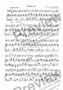 page one of A. Rubenstein - Melody in F for Cello and Piano