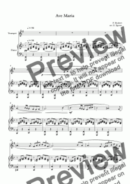 page one of Ave Maria, Franz Schubert, For Trumpet & Piano