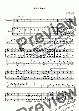 page one of Can Can, Jacques Offenbach, For Trombone & Piano