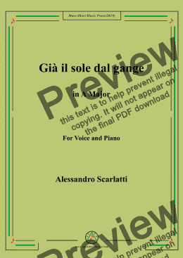 page one of Scarlatti-Già il sole dal gange in A Major,for Voice&Pno