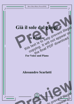 page one of Scarlatti-Già il sole dal gange in B Major,for Voice&Pno