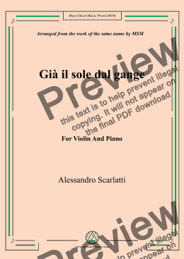 page one of Scarlatti-Già il sole dal gange,for Violin and Piano