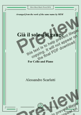 page one of Scarlatti-Già il sole dal gange,for Cello and Piano