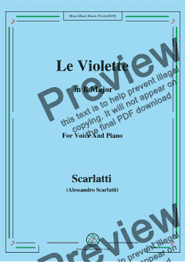 page one of Scarlatti-Le Violette in B Major,from Pirro e Demetrio,for Voice&Piano