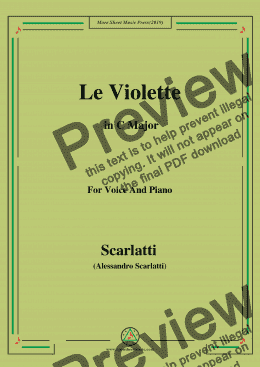 page one of Scarlatti-Le Violette in C Major,from Pirro e Demetrio,for Voice&Piano