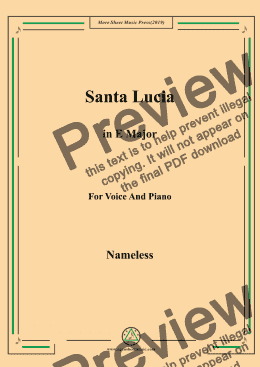 page one of Nameless-Santa Lucia in E Major,for Voice&Pno