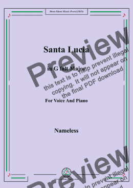 page one of Nameless-Santa Lucia in G flat Major,for Voice&Pno