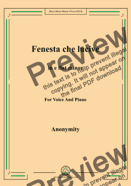 page one of Nameless-Fenesta che lucive in e flat minor,for Voice&Pno