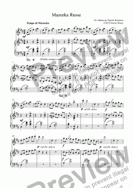 page one of Glinka - Mazurka Russe for Clarinet and Piano