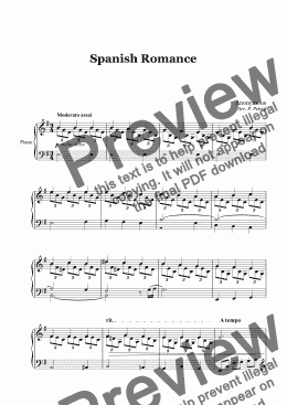 page one of Spanish Romance - piano solo