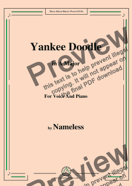 page one of Nameless-Yankee Doodle (Patriotic),in A Major,for Voice and Piano