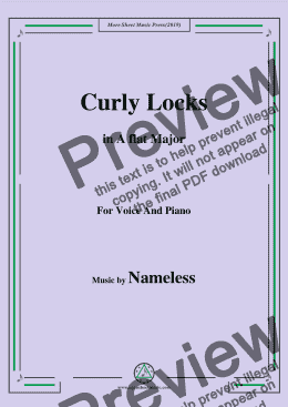 page one of Nameless-Curly Locks,in A flat Major,for Voice and Piano