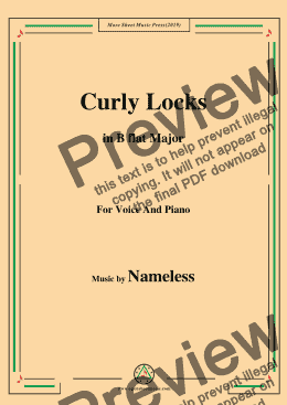 page one of Nameless-Curly Locks,in B flat Major,for Voice and Piano