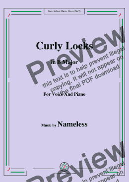 page one of Nameless-Curly Locks,in B Major,for Voice and Piano