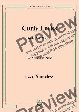 page one of Nameless-Curly Locks,in G flat Major,for Voice and Piano