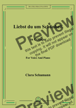 page one of Clara-Liebst du um Schönheit in C Major,for Voice&Pno