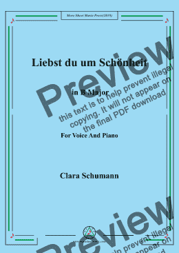 page one of Clara-Liebst du um Schönheit in B Major,for Voice&Pno