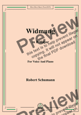 page one of Schumann-Widmung,Op.25 No.1,from Myrten,in B Major,for Voice&Pno