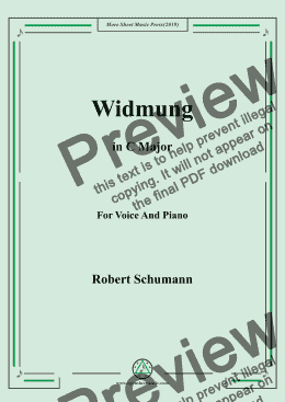 page one of Schumann-Widmung,Op.25 No.1,from Myrten,in E flat Major,for Voice&Pno