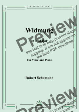 page one of Schumann-Widmung,Op.25 No.1,from Myrten,in F Major,for Voice&Pno