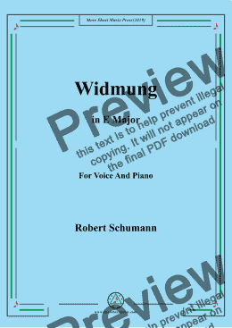 page one of Schumann-Widmung,Op.25 No.1,from Myrten,in E Major,for Voice&Pno