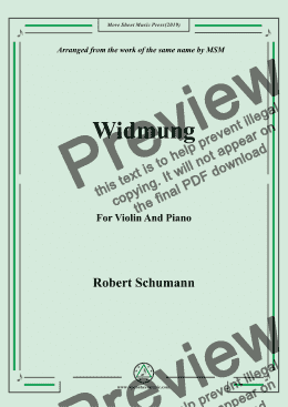 page one of Schumann-Widmung,Op.25 No.1,from Myrten,for Violin and Piano