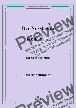 page one of Schumann-Der Nussbaum in E flat Major,for Voice&Pno