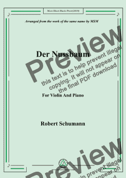 page one of Schumann-Der Nussbaum,for Violin and Piano