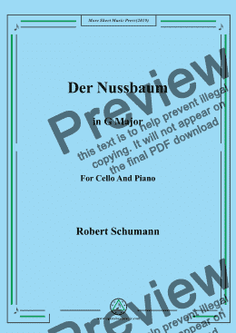 page one of Schumann-Der Nussbaum,for Cello and Piano