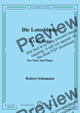 page one of Schumann-Die Lotosblume in A flat Major,for Voice&Pno