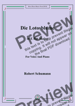 page one of Schumann-Die Lotosblume in E flat Major,for Voice&Pno