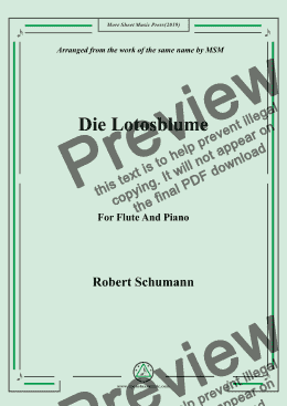 page one of Schumann-Die Lotosblume,for Flute and Piano