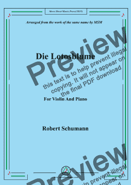 page one of Schumann-Die Lotosblume,for Violin and Piano