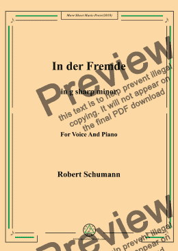 page one of Schumann-In der Fremde in g sharp minor,for Voice&Pno