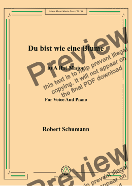 page one of Schumann-Du bist wie eine Blume in A flat Major,for Voice&Pno