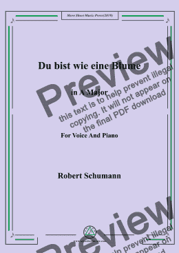 page one of Schumann-Du bist wie eine Blume in A Major,for Voice&Pno