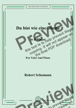 page one of Schumann-Du bist wie eine Blume in B Major,for Voice&Pno