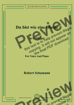 page one of Schumann-Du bist wie eine Blume in G Major,for Voice&Pno