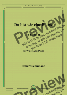 page one of Schumann-Du bist wie eine Blume in F Major,for Voice&Pno