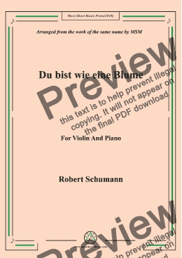 page one of Schumann-Du bist wie eine Blume,for Violin and Piano