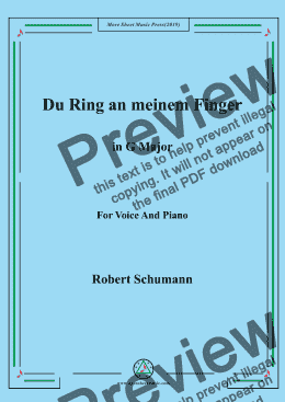 page one of Schumann-Du Ring an meinem Finger in G Major,for Voice&Pno