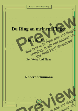 page one of Schumann-Du Ring an meinem Finger in A flat Major,for Voice&Pno