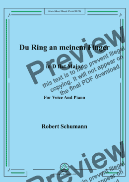 page one of Schumann-Du Ring an meinem Finger in D flat Major,for Voice&Pno