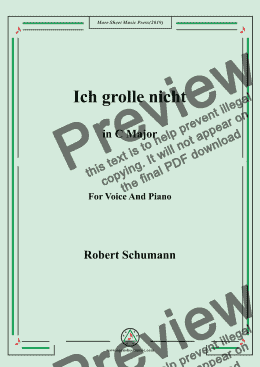 page one of Schumann-Ich grolle nicht in C Major,for Voice&Pno