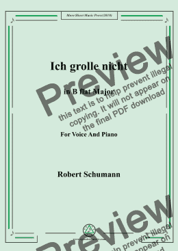 page one of Schumann-Ich grolle nicht in B flat Major,for Voice&Pno