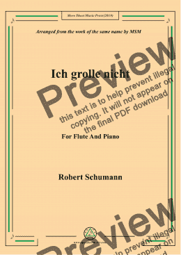 page one of Schumann-Ich grolle nicht,for Flute and Piano