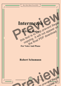 page one of Schumann-Intermezzo in D flat Major,for Voice&Pno