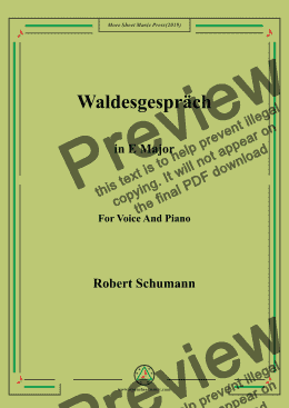 page one of Schumann-Waldesgespräch in E Major,for Voice&Pno