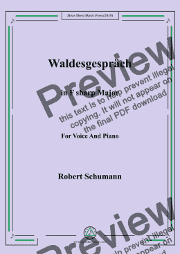 page one of Schumann-Waldesgespräch in F sharp Major,for Voice&Pno